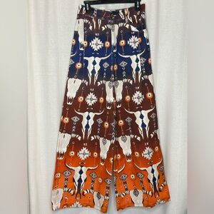 NWT Women’s Longhorn Aztec Print Wide Legs Pants Size Small